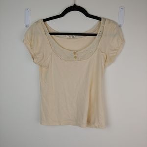 Moth Cream Cap Sleeve Sz M Top